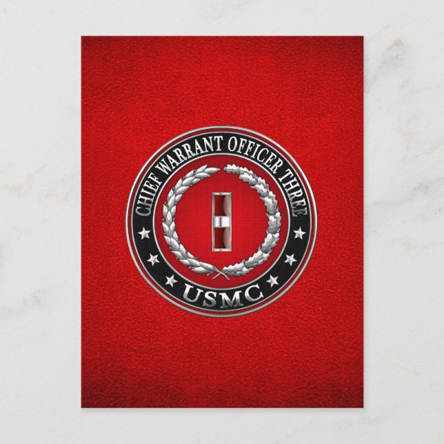 Cartão Postal Fuzileiros dos EUA: Mandado Chefe Três (USMC CWO-3 (Frente)