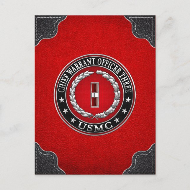 Cartão Postal Fuzileiros dos EUA: Mandado Chefe Três (USMC CWO-3 (Frente)