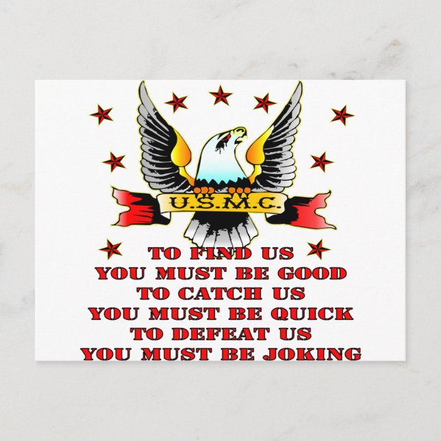 Cartão Postal Fuzileiros Navais dos EUA Encontre Nós Pegue Nós D (Frente)