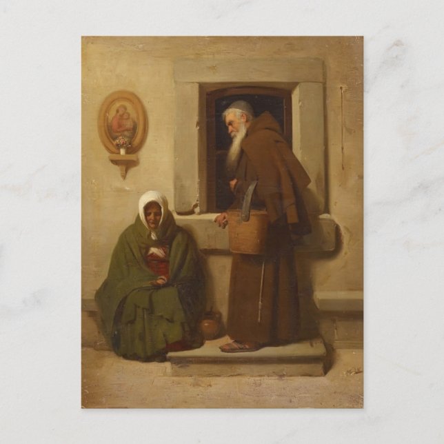 Cartão Postal Fyodor Bronnikov- O monge e o mendigo (Frente)
