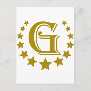 Cartão Postal G-Letra-Estrelas-Coroa-