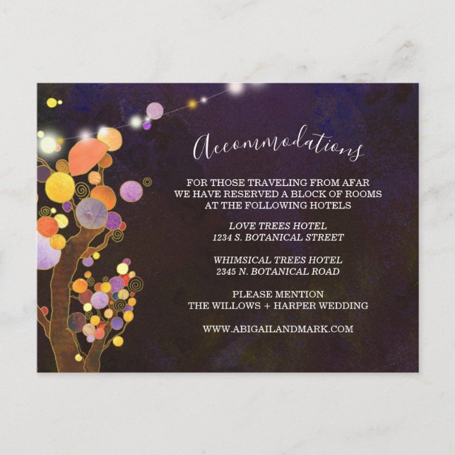 Cartão Postal Gabinete de Alojamento de Casamento Roxo Profundo (Frente)