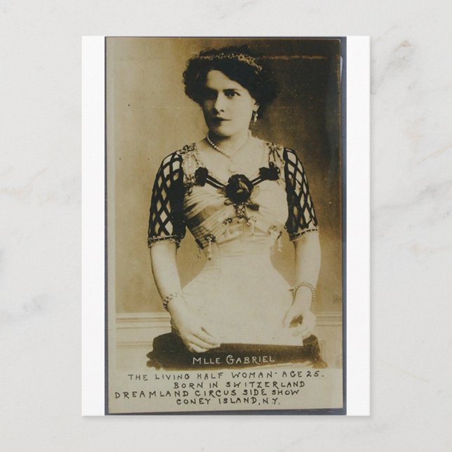 Cartão Postal Gabrielle, a maravilhosa meia-mulher! (Frente)