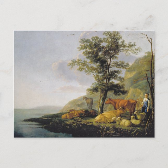 Cartão Postal Gado perto de um Rio  Aelbert Cuyp   (Frente)