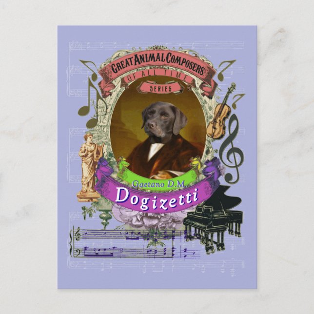 Cartão Postal Gaetano Dogizetti Animal Composer Donizetti (Frente)