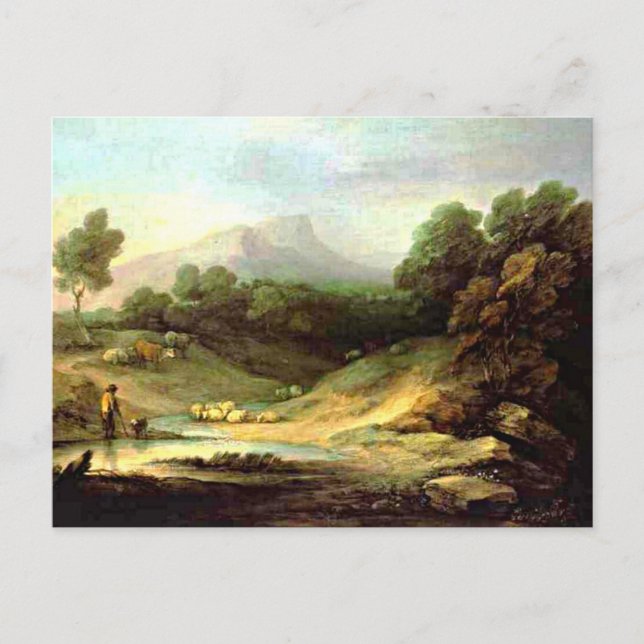 Cartão Postal Gainsborough - Paisagem de montanha com Shepherd (Frente)