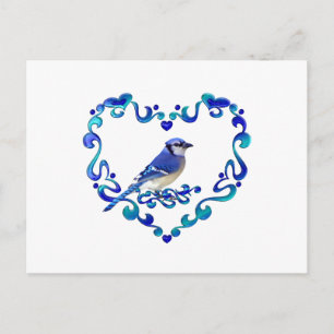 Cartão Postal Gaio-azul em Coração Chique