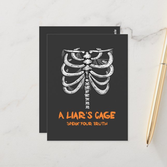 Cartão Postal Gaiola humana costela de aranha assustadora Hallow (Frente/Verso In Situ)