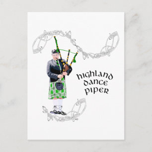 Cartão Postal Gaitista Gentleman com Kilt Verde