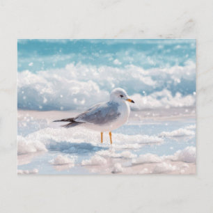 Cartão Postal Gaivota na Arte Costeira de Carta Postal da Praia 