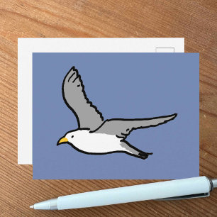 Cartão Postal Gaivota Voadora em Estilo Pop-Art