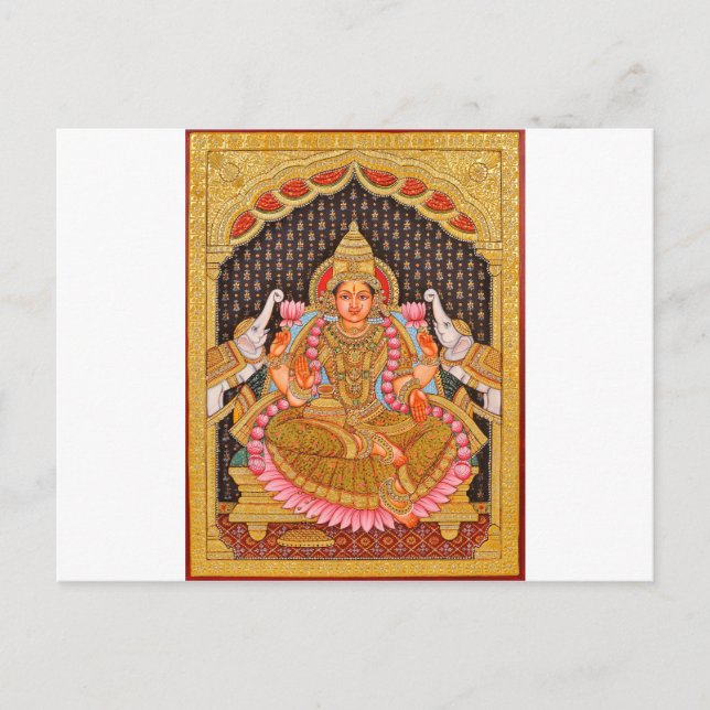 CARTÃO POSTAL GAJA LAKSHMI INTRICIA PINTURA DE TANJORE {SUL IND (Frente)