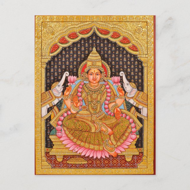 CARTÃO POSTAL GAJA LAKSHMI INTRICIA PINTURA DE TANJORE {SUL IND (Frente)