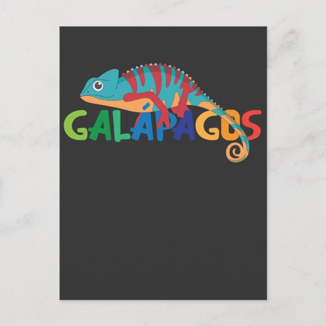 Cartão Postal Galápagos Ilhas Equador Camaleão Animal Exótico (Frente)