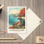 Cartão Postal Galápagos Ilhas Viagem de Arte<br><div class="desc">Ilhas Galápagos em estilo de arte vetorial. As Ilhas Galápagos são um arquipélago vulcânico no oceano Pacífico. É considerado um dos destinos mais importantes do mundo para a visualização da vida selvagem.</div>