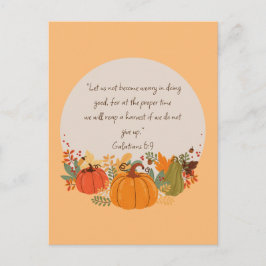 Cartão Postal Galatianos 6:9 Colheita outono outono Feliz Pumpki
