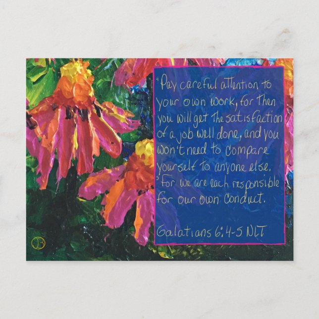 Cartão Postal Galatianos com Placa Escritural 6:4-5 (Frente)
