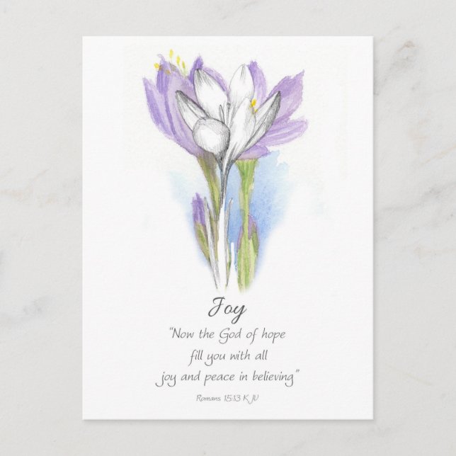 Cartão Postal Galatians Fruit of the Spirit Joy Scripture Crocus (Frente)