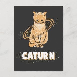Cartão Postal Galáxia Astronauta Saturno Planeta Espacial Kitten