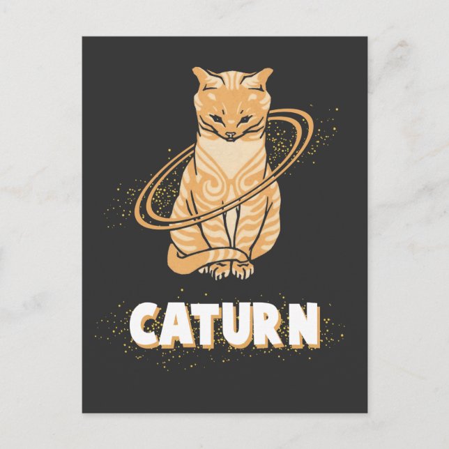 Cartão Postal Galáxia Astronauta Saturno Planeta Espacial Kitten (Frente)
