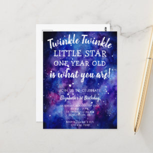 Cartão Postal Galáxia de primeiro aniversario de Estrelas Pequen