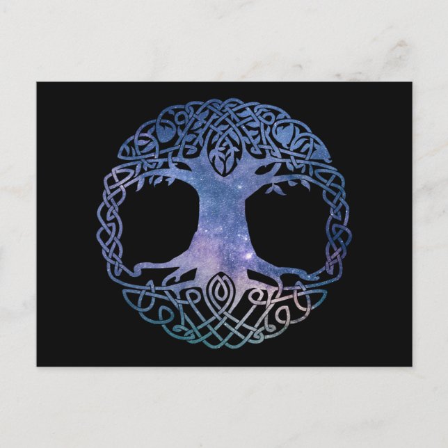 Cartão Postal Galáxia do Espaço Exterior Árvore Celta da Vida (Frente)