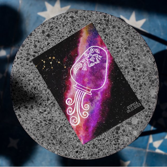 Cartão Postal Galaxy Aquarius Personalizou Sinal Zodiac (Criador carregado)