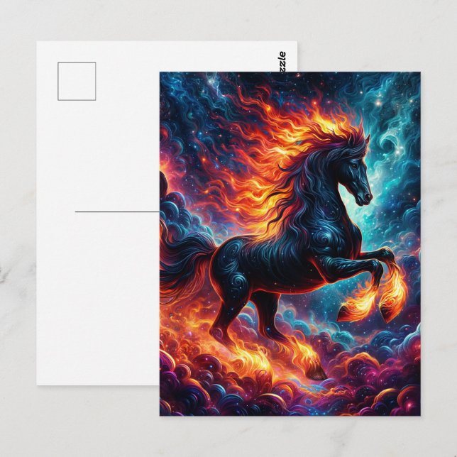 Cartão Postal Galaxy Fire Horse Chinese New Year 2026 (Frente/Verso)
