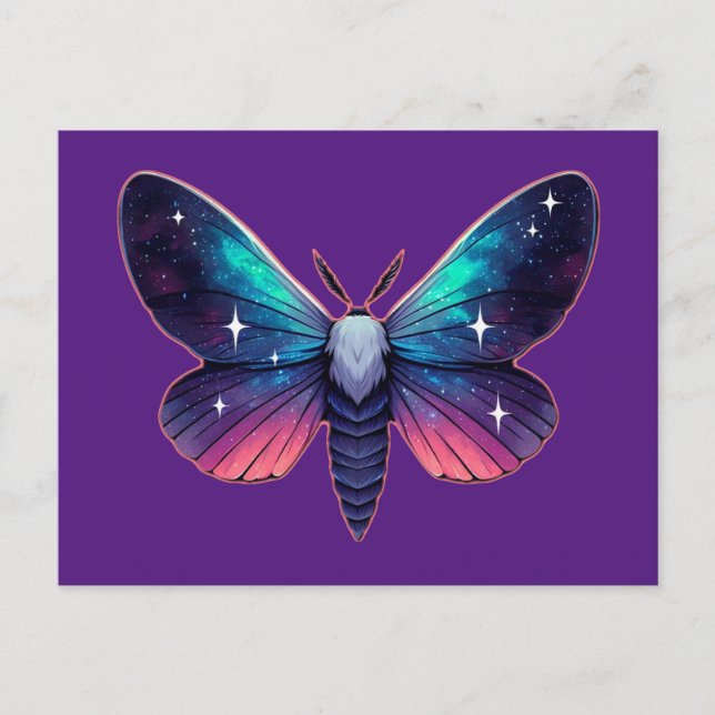 Cartão Postal Galaxy Moth - Espaço Cósmico - Fantasia (Frente)