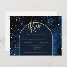 Galaxy Starry Night Marinho Blue Dourado Casamento