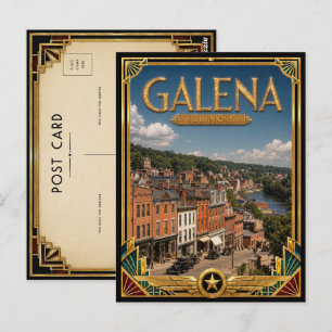 Cartão Postal Galena Illinois Arte Deco Vintage Idade Dourada