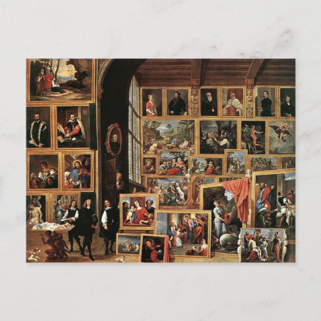 Cartão Postal Galeria de Archduke Leopold em Bruxelas, 1640 (Frente)