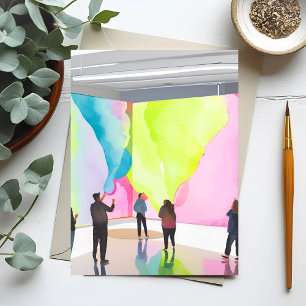 Cartão Postal Galeria de Arte   Aquarela Contemporânea Moderna