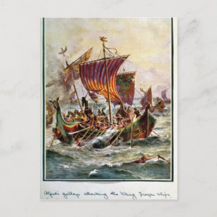Cartão Postal Galerias de Alfred atacando o Dragão Viking