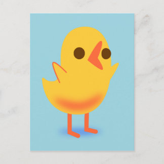 Cartão Postal Galinha Amarelo-Bonita e Bonitinha em Azul