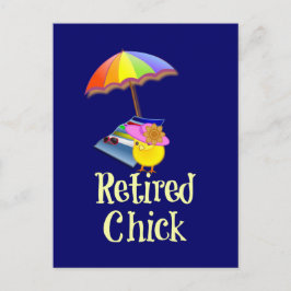 Cartão Postal Galinha Aposentada - Texto Branco em Fundo Escuro