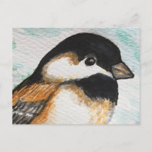 Cartão Postal Galinha Encantadora Bird Aquarela Pequena