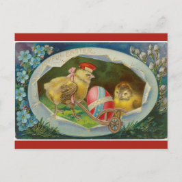 Cartão Postal Galinha Vintage Entregando Ovo de Páscoa