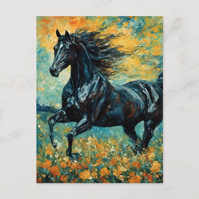 Cartão Postal Galloping Black Stallion (Frente)