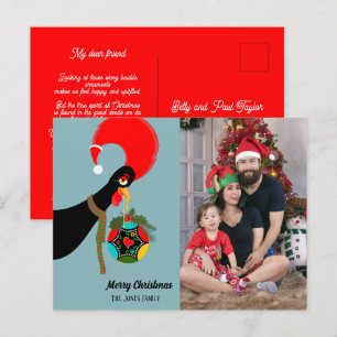 Cartão Postal Galo de Barcelos de Natal Enfeite de Festa