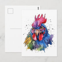 Galo de Campo Estilo Aquarela