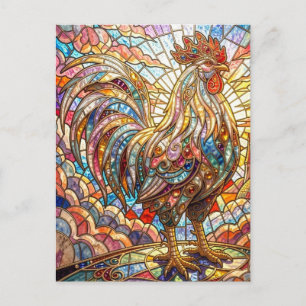 Cartão Postal Galo de Ouro da Mosaico Cantando Luz