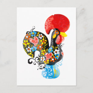 Cartão Postal Galo Famoso de Barcelos Nr 06 - edição floral