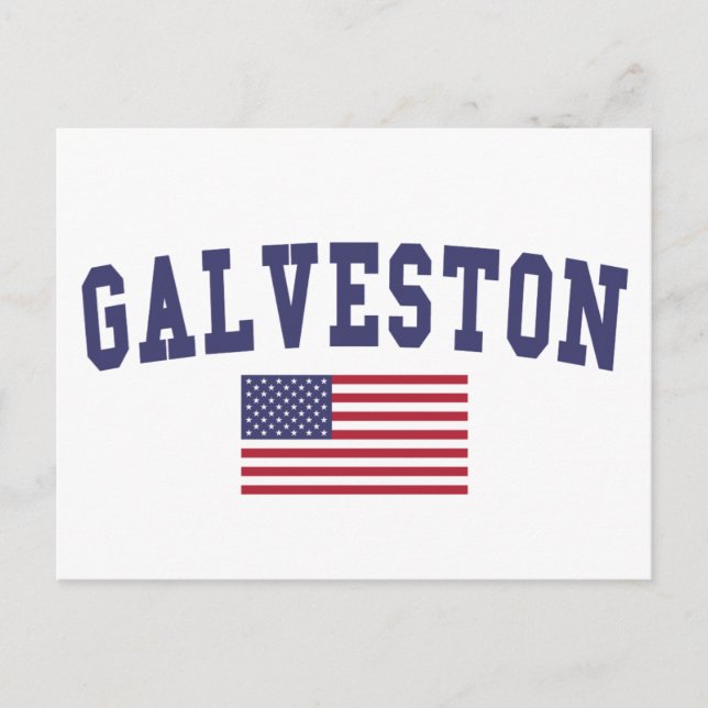 Cartão Postal Galveston EUA Flag (Frente)
