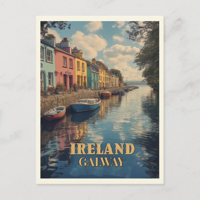 Cartão Postal Galway Ireland Retro Irish Landmark (Frente)