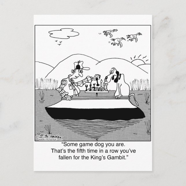 Cartão Postal Game Dog Joga Xadrez (Frente)