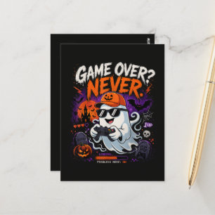 Cartão Postal Game Over Nunca Gamer Fantasma Halloween Engraçado