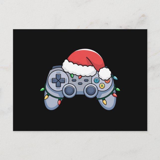 Cartão Postal Gamer Santa Hat do Controlador de Vídeo (Frente)