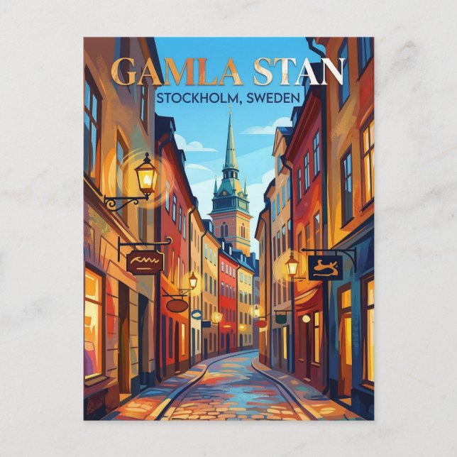 Cartão Postal Gamla Stan Suécia (Frente)