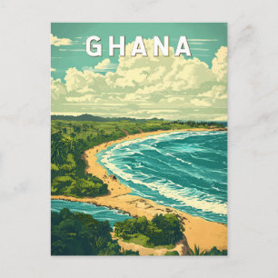 Cartão Postal Gana Illustration Viagem Art Vintage